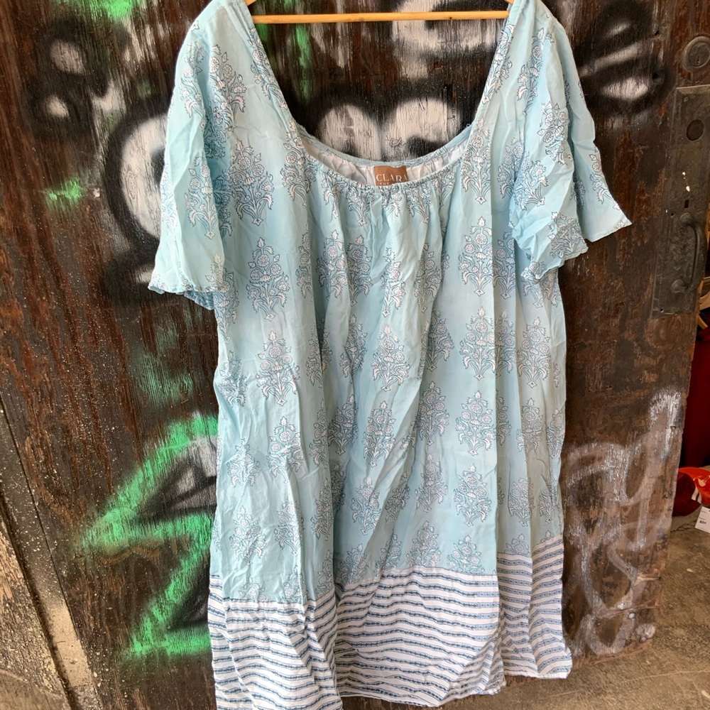 Victoria Dunn Clara the Label maxi long dress, 3XL striped floral blue OBO